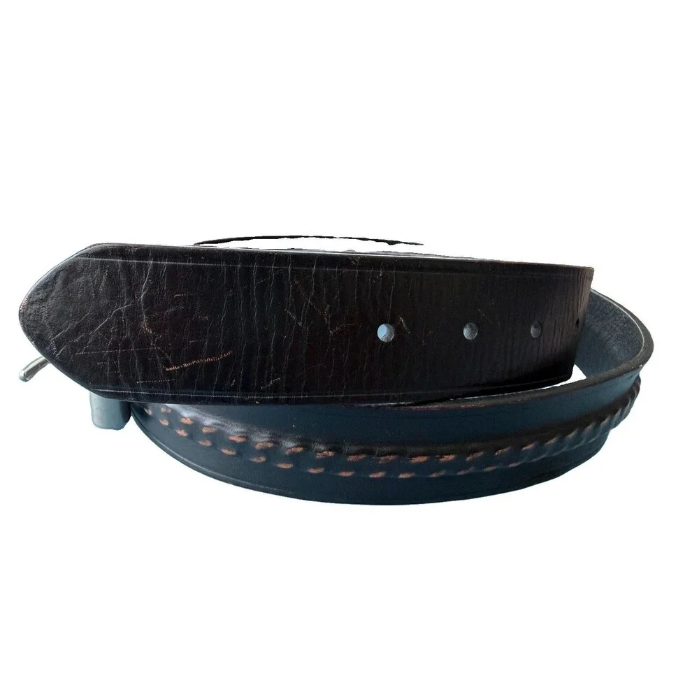 Levi's Men's Size Large 38-40 Black Distressed Leather Roller Buckle Belt